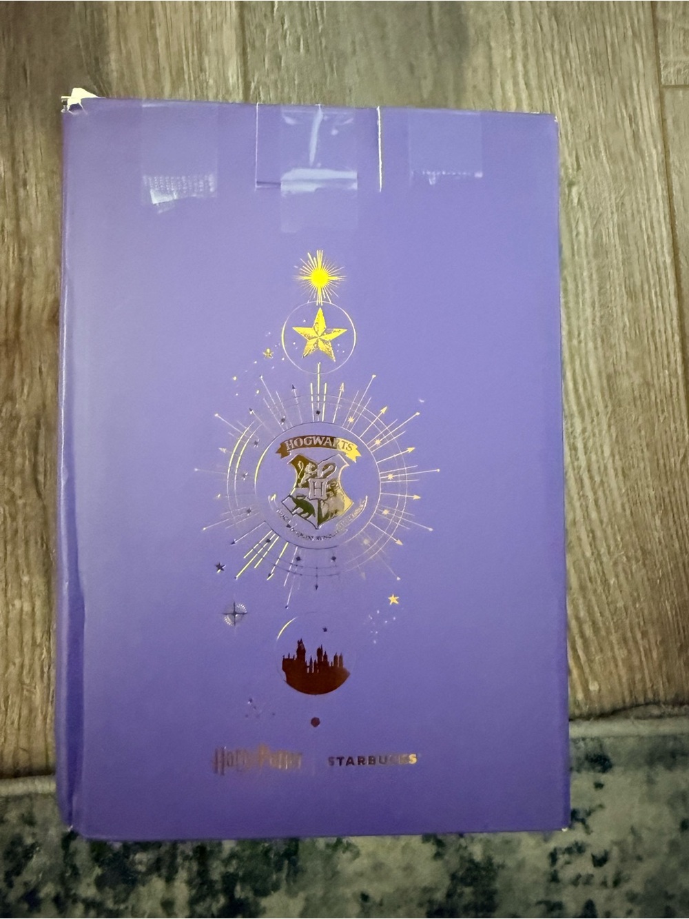 Starbucks  Hogwarts Mug with Gold Accents and light on bottom